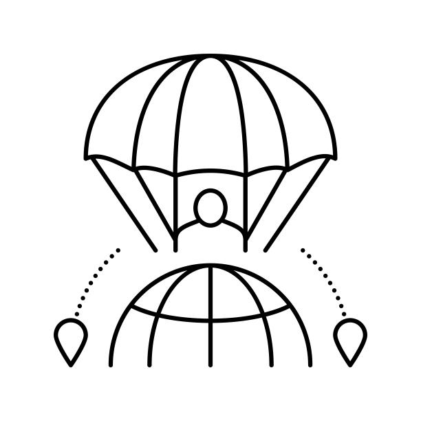 航空体育旅游线路图标矢量插图图片下载