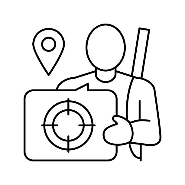 狩猎旅游线路图标矢量插图图片下载