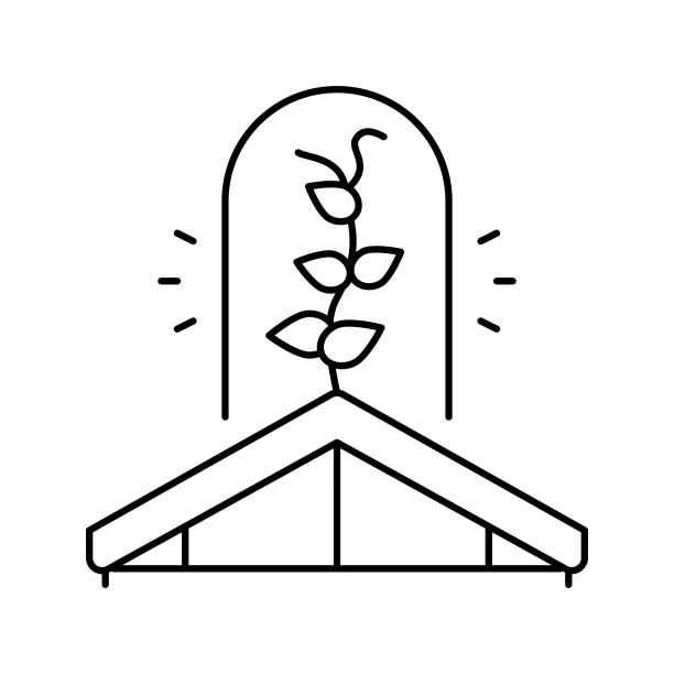 在房子屋顶线图标矢量插图园艺图片下载