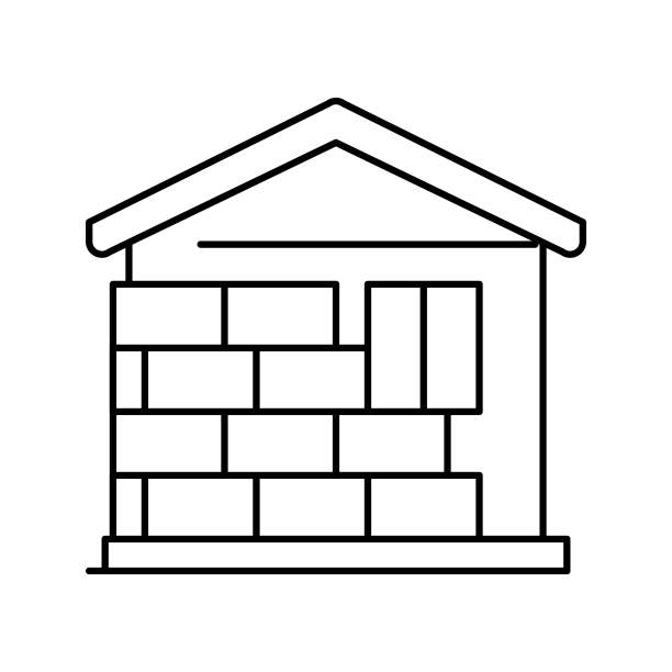 墙外保温矿棉线图标矢量插图图片下载