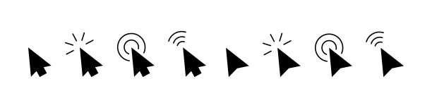 点击图标集。箭头光标。击鼠标光标。鼠标指针。现代矢量图标孤立在白色背景上。图片下载