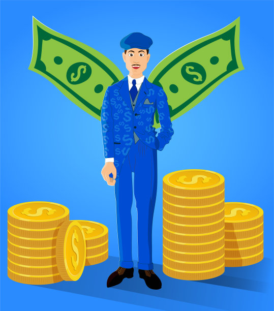 一个长着钞票翅膀的富翁图片下载