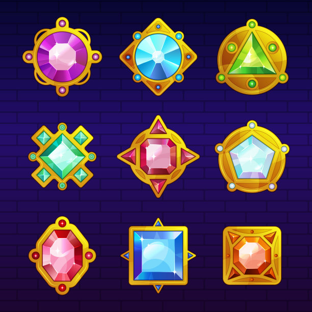 石头的游戏。童话护身符和巫师工艺品彩色珠宝收藏最近矢量图片模板图片下载