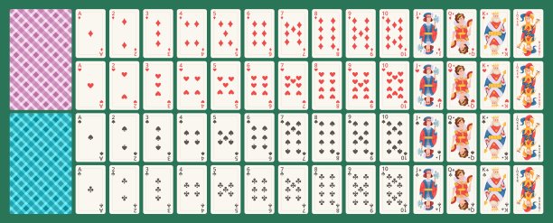 玩扑克牌。赌场符号有趣的卡通吉祥物女人皇后杰克国王精确矢量图片集图片下载