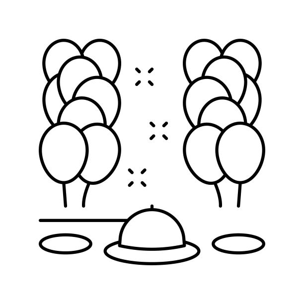 晚宴气球装饰线图标矢量插图图片下载