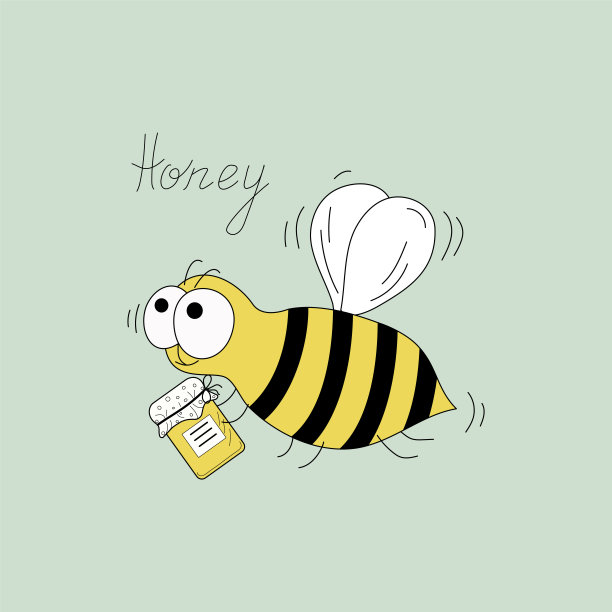 蜜蜂带着一罐蜂蜜。“t图片下载