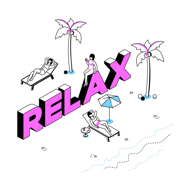 松驰概念-现代线条等距设计风格插图图片下载