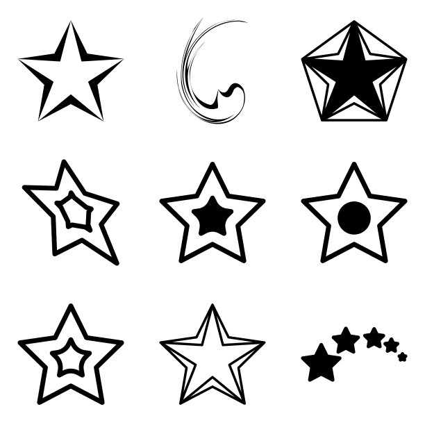 Stars2平面图标设置孤立在白色背景上图片下载