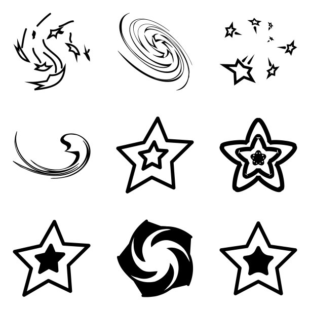 Stars2平面图标设置孤立在白色背景上图片下载