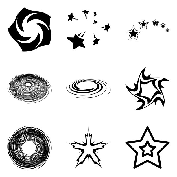 Stars2平面图标设置孤立在白色背景上图片下载