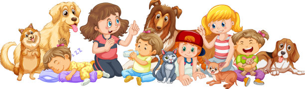 大家庭成员，养了很多狗图片下载