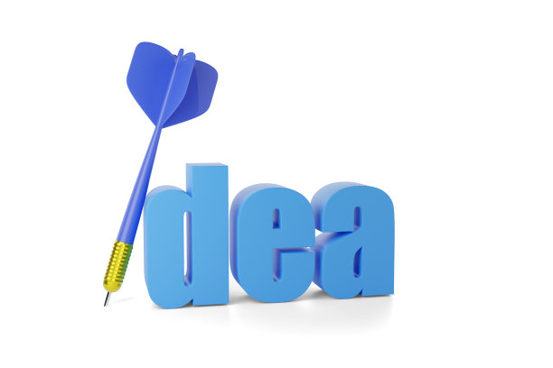 概念字在三维与镖孤立在白色背景。3 d演示。图片下载