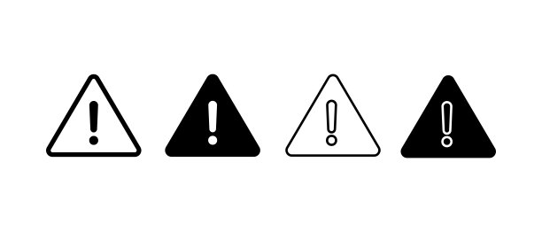 惊叹号危险矢量图标设置。注意，危险警告注意标志在三角形内图片下载