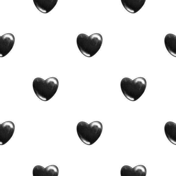 无缝图案的黑色纹理的心安排在对角线行在一个白色的背景。图片下载