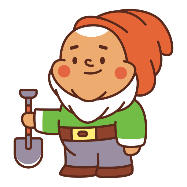 可爱的花园侏儒矢量卡通人物孤立在一个白色的背景。图片下载