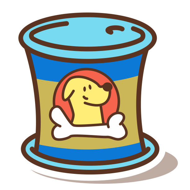 狗粮罐头罐头矢量卡通插图孤立在一个白色的背景。图片下载