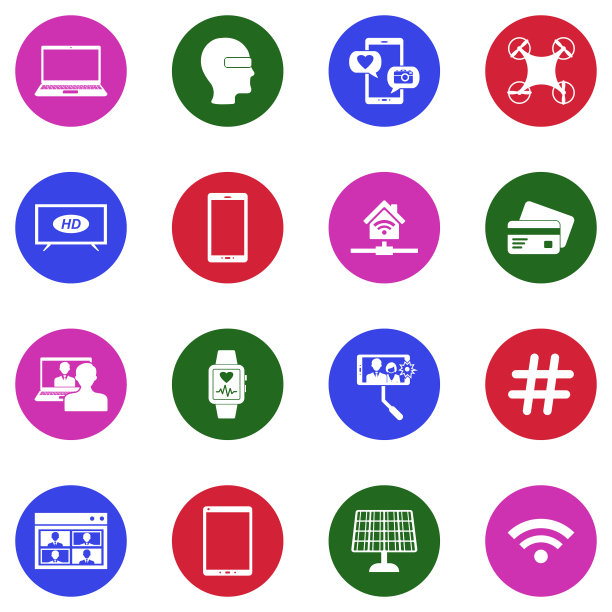 现代生活图标。白色平圆设计。矢量插图。图片下载