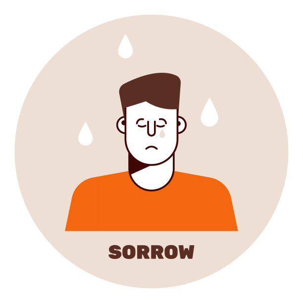悲伤情绪，男人矢量图标。图片下载