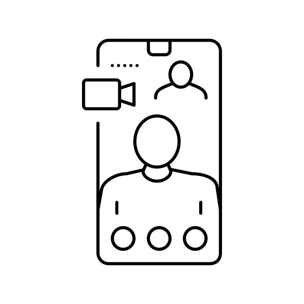视频呼叫线路图标矢量插图图片下载
