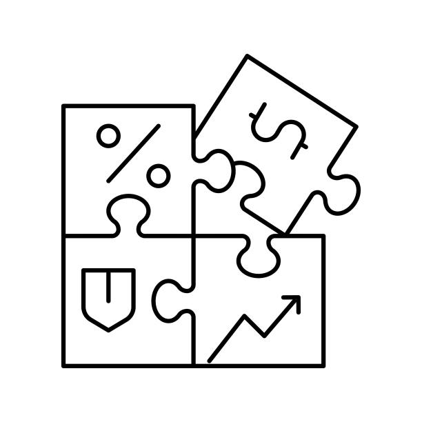 用于创建业务的拼图线条图标矢量图图片下载