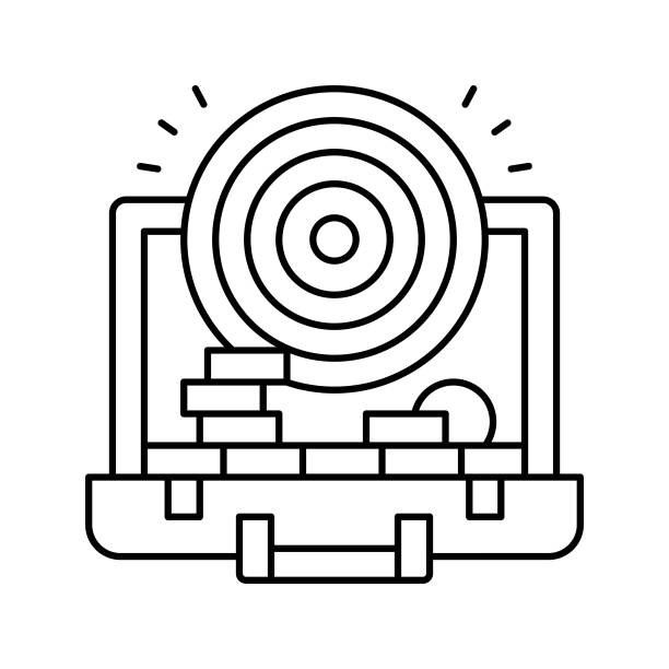 目标成就线图标矢量插图图片下载
