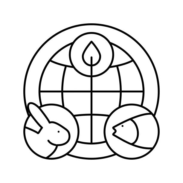 社区生态线图标矢量插图图片下载