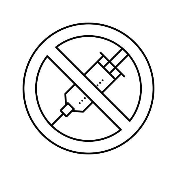 海洛因毒品注射器成瘾线条图标矢量图图片下载