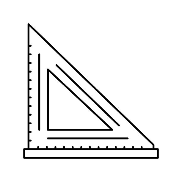 布局方形木匠工具线图标矢量插图图片下载