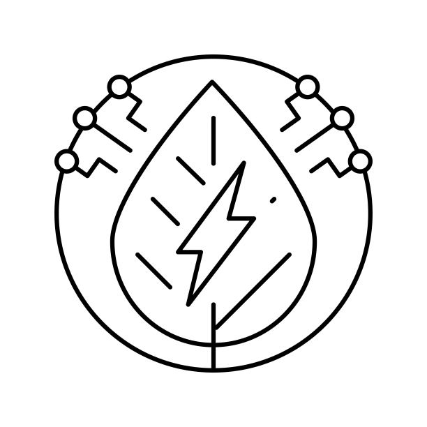 绿色能源线图标矢量插图图片下载