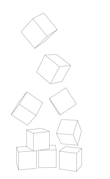 矢量插图的下落立方体线艺术图片下载