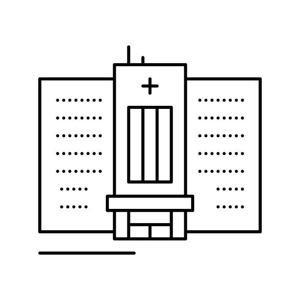 医院建筑线图标矢量插图图片下载