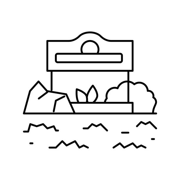 商业景观线图标矢量插图图片下载