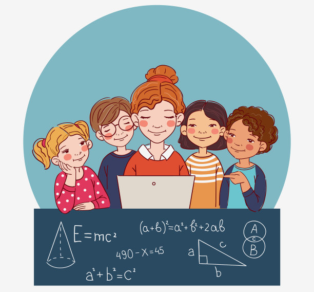 一群学生和老师一起在教室里看笔记本电脑图片下载