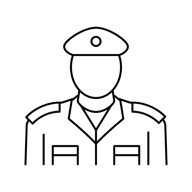 士兵军人线条图标矢量图图片下载