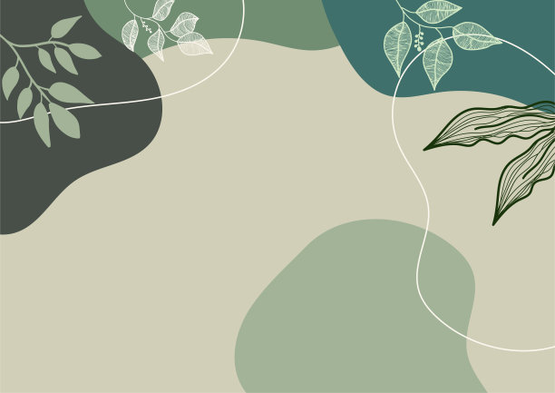 花波西米亚中性抽象背景与花和叶图片下载