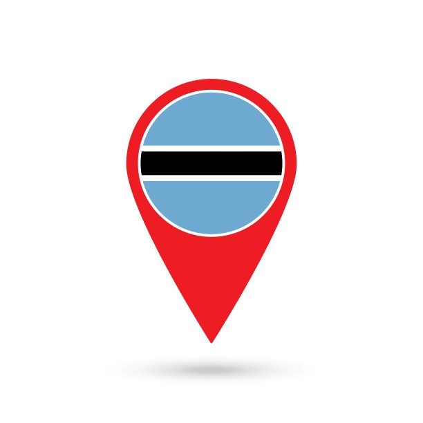 地图指针与国家博茨瓦纳。博茨瓦纳国旗。矢量插图。图片下载