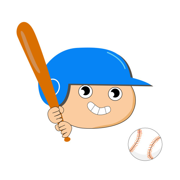 手持球棒打棒球的男孩：体育概念卡通扁平矢量插画图片下载