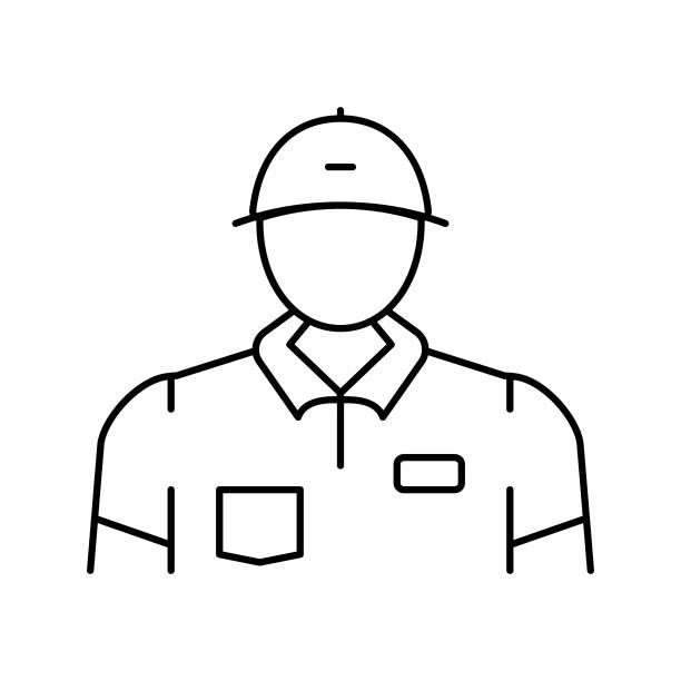 高尔夫球员线图标矢量插图图片下载