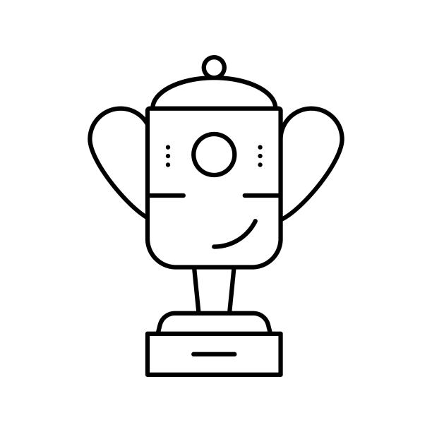 冠军奖励高尔夫比赛线图标矢量插图图片下载