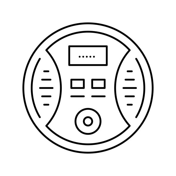 一氧化碳探测器线图标矢量插图图片下载