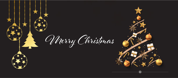 用写实的金色装饰做成的圣诞树图片下载