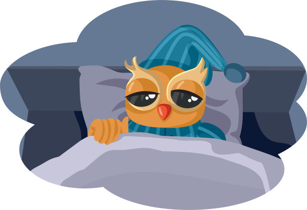 夜猫子试图睡觉矢量卡通插图图片下载
