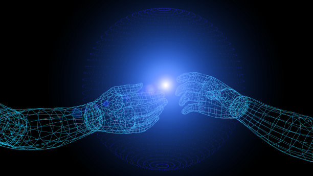 Metaverse背景的概念。3D手在虚拟现实VR连接在一个大数据领域。技术、人工智能、经营理念。图片下载