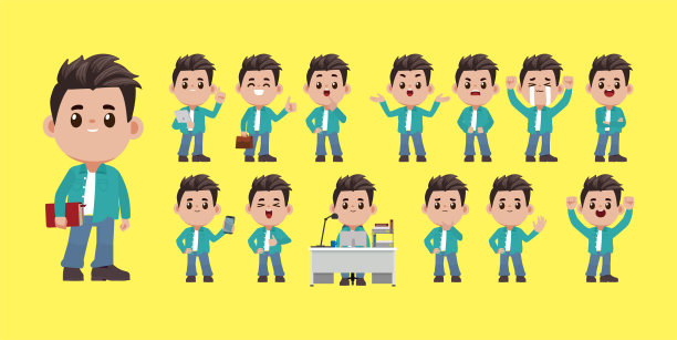 一组摆着不同姿势的人图片下载