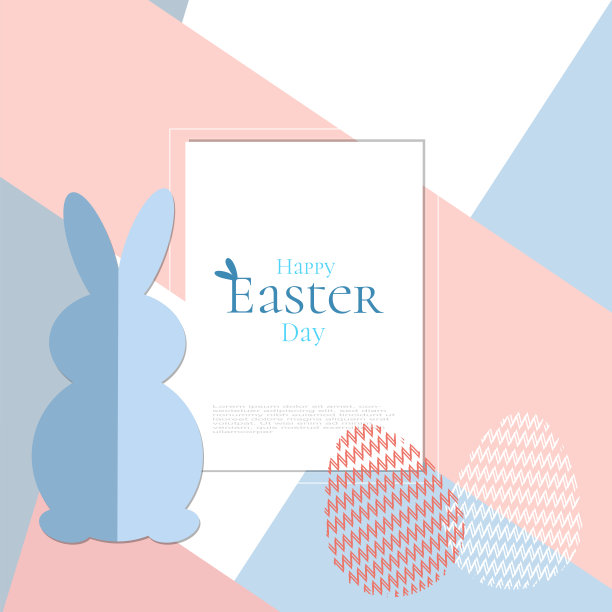 复活节卡片上有小兔子和彩蛋。图片下载