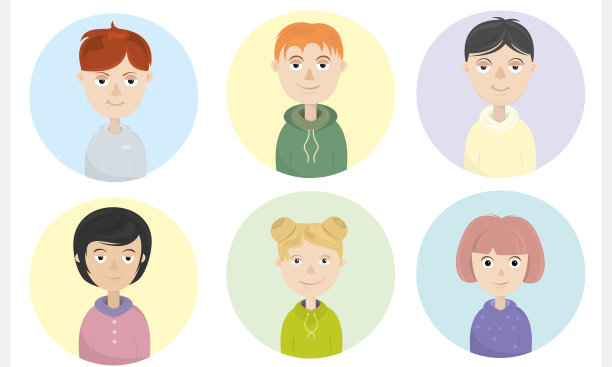 画像的人。年轻人的偶像。女孩和男孩的化身。向量集。图片下载