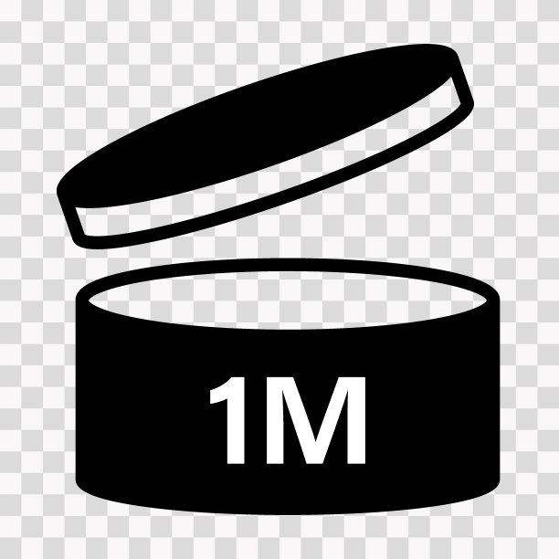 PAO化妆品图标，开启后标志句号。包装打开后过期时间，黑色标签。1个月到期，透明背景，矢量插图图片下载