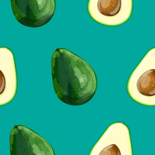 无缝图案与鳄梨卡通风格。素食主义者,有机食品。图片下载