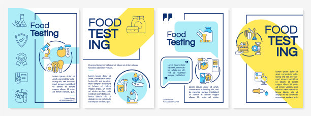 食品产品评价蓝色和黄色小册子模板图片下载