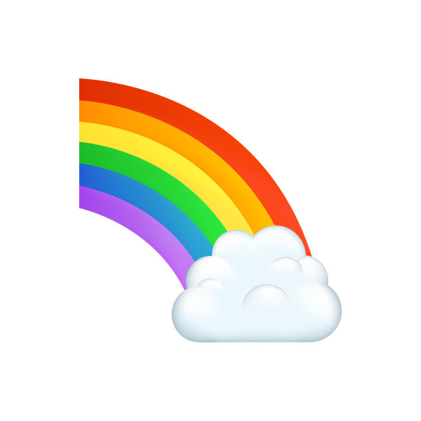 云与彩虹表情矢量插图图片下载
